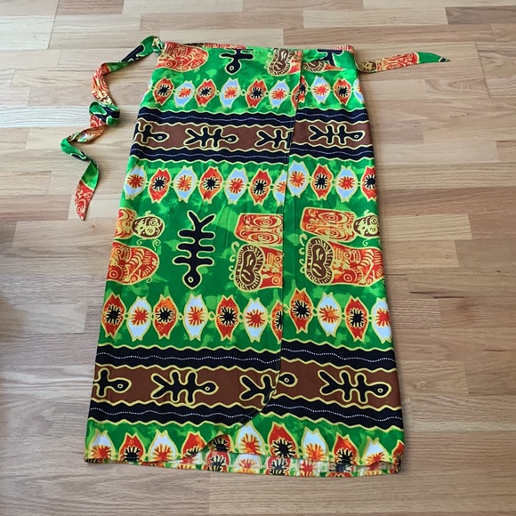 Stunning Vintage 💚🤎2PC Set Wrap skirt Pareo Coverup & Top - Picture 10 of 16